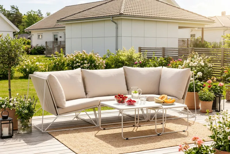 Usteryd utomhus rak 3-sits soffa - Beige/Beige - Utemöbler & utemiljö - Loungemöbler - Loungesoffor