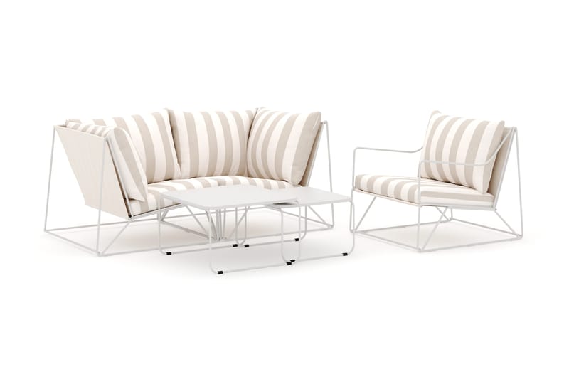 Usteryd utomhus rak 3-sits soffa med fåtölj, Beige/Striped