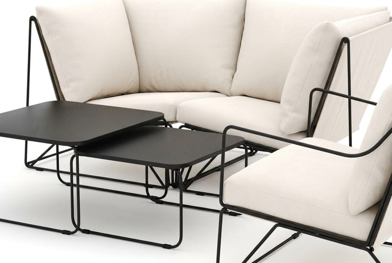 Usteryd utomhus rak 3-sits soffa med fåtölj - Svart/Beige - Utemöbler & utemiljö - Loungemöbler - Loungeset & loungegrupp