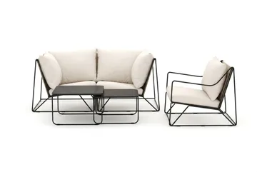 Usteryd utomhus rak 3-sits soffa med fåtölj - Svart/Beige - Utemöbler & utemiljö - Loungemöbler - Loungeset & loungegrupp