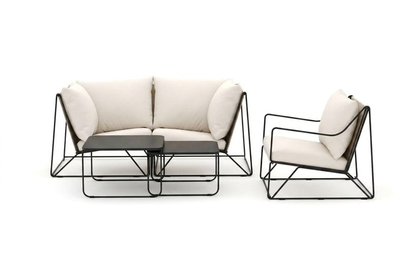 Usteryd utomhus rak 3-sits soffa med fåtölj - Svart/Beige - Utemöbler & utemiljö - Loungemöbler - Loungeset & loungegrupp