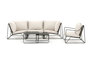 Usteryd utomhus rak 4-sits soffa med fåtölj - Svart/Beige - Utemöbler & utemiljö - Loungemöbler - Loungeset & loungegrupp