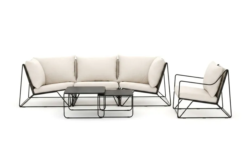 Usteryd utomhus rak 4-sits soffa med fåtölj - Svart/Beige - Utemöbler & utemiljö - Loungemöbler - Loungeset & loungegrupp