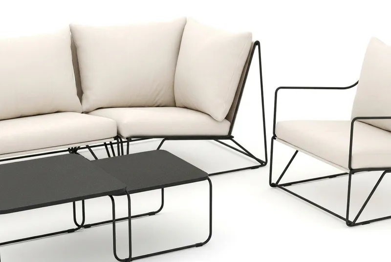 Usteryd utomhus rak 4-sits soffa med fåtölj - Svart/Beige - Utemöbler & utemiljö - Loungemöbler - Loungeset & loungegrupp