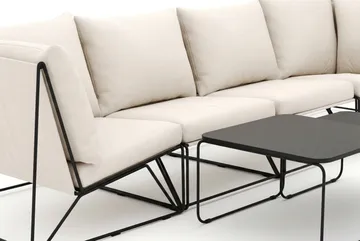 Usteryd utomhus rak 4-sits soffa - Svart/Beige - Utemöbler & utemiljö - Loungemöbler - Loungeset & loungegrupp