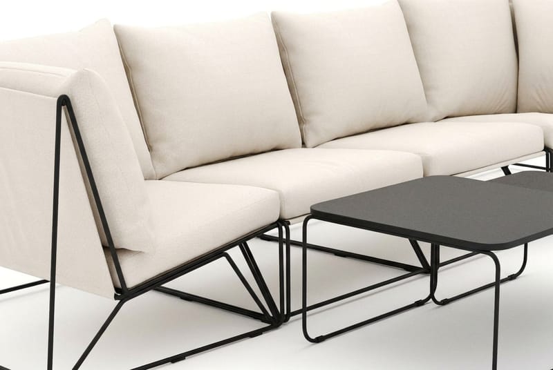 Usteryd utomhus rak 4-sits soffa - Svart/Beige - Utemöbler & utemiljö - Loungemöbler - Loungeset & loungegrupp