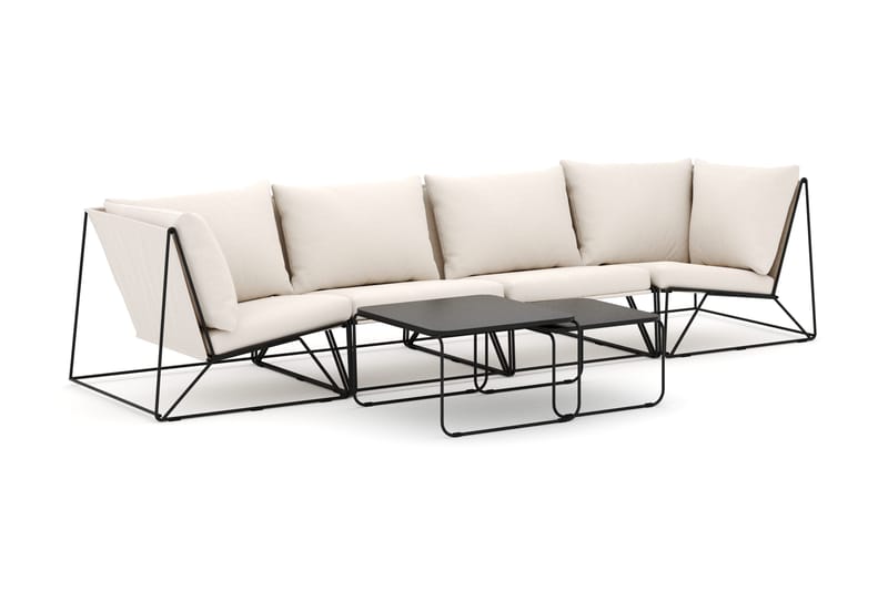Usteryd utomhus rak 4-sits soffa, Svart/Beige