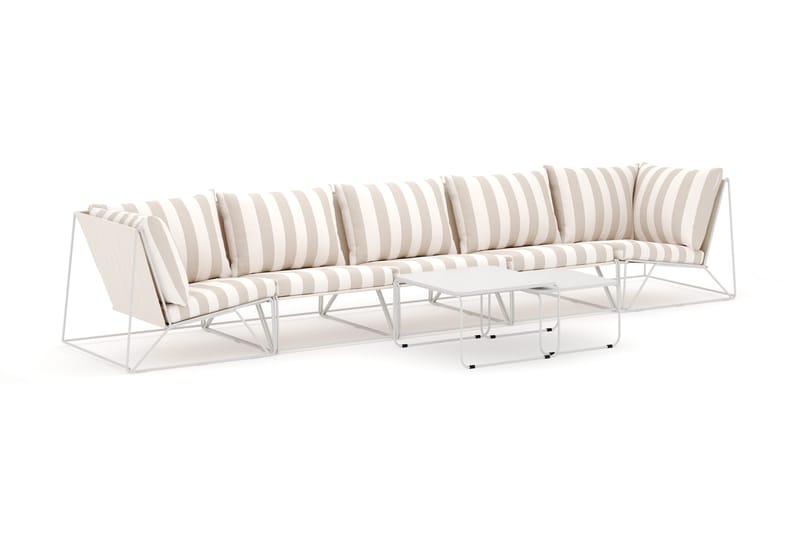 Usteryd utomhus rak 5-sits soffa, Beige/Striped