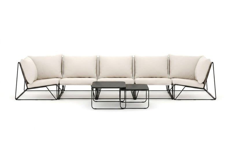 Usteryd utomhus rak 5-sits soffa - Svart/Beige - Utemöbler & utemiljö - Loungemöbler - Loungeset & loungegrupp