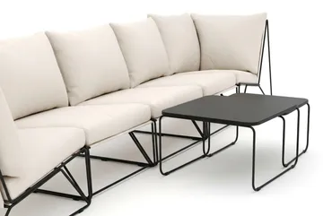 Usteryd utomhus rak 5-sits soffa - Svart/Beige - Utemöbler & utemiljö - Loungemöbler - Loungeset & loungegrupp