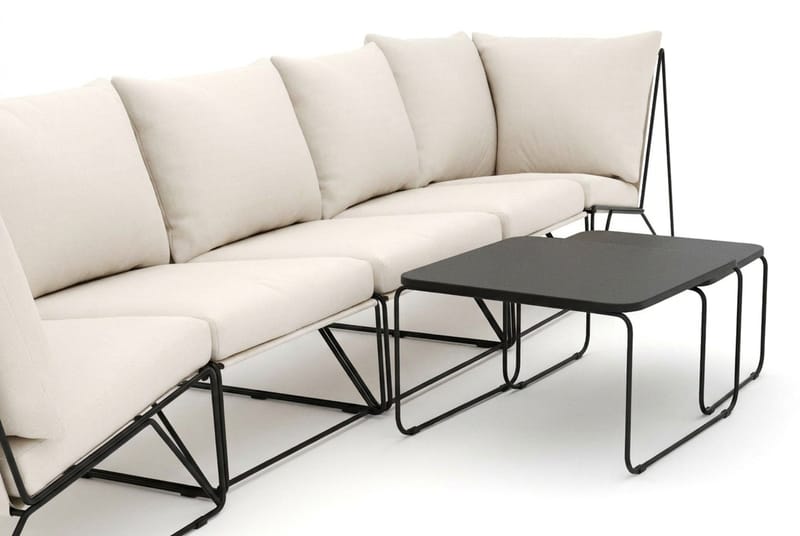 Usteryd utomhus rak 5-sits soffa - Svart/Beige - Utemöbler & utemiljö - Loungemöbler - Loungeset & loungegrupp