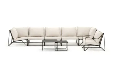 Usteryd utomhus rak 6-sits soffa med fåtölj - Svart/Beige - Utemöbler & utemiljö - Loungemöbler - Loungeset & loungegrupp