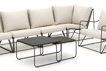 Usteryd utomhus rak 6-sits soffa med fåtölj - Svart/Beige - Utemöbler & utemiljö - Loungemöbler - Loungeset & loungegrupp