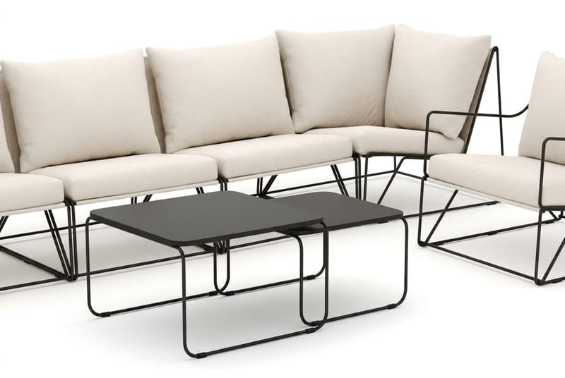 Usteryd utomhus rak 6-sits soffa med fåtölj - Svart/Beige - Utemöbler & utemiljö - Loungemöbler - Loungeset & loungegrupp
