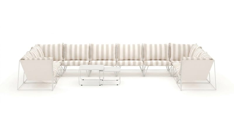 Usteryd utomhus U-soffa 10-sits med stängt avslut - Beige/Striped - Utemöbler & utemiljö - Loungemöbler - Loungeset & loungegrupp