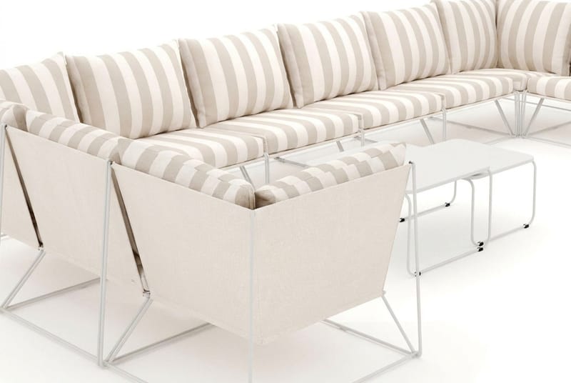 Usteryd utomhus U-soffa 10-sits med stängt avslut - Beige/Striped - Utemöbler & utemiljö - Loungemöbler - Loungeset & loungegrupp