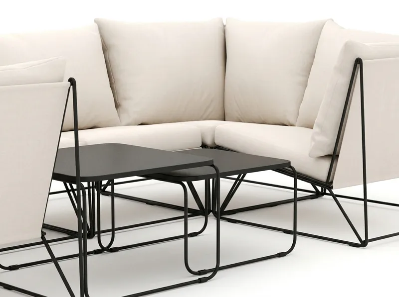 Usteryd utomhus U-soffa 6-sits med stängt avslut - Svart/Beige - Utemöbler & utemiljö - Loungemöbler - Loungeset & loungegrupp