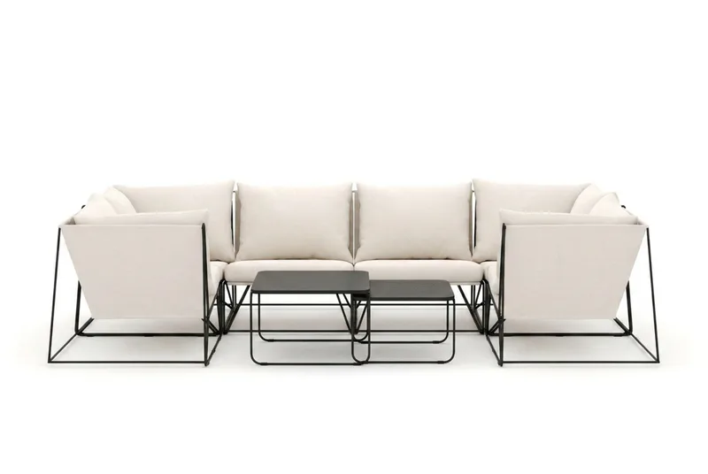 Usteryd utomhus U-soffa 6-sits med stängt avslut - Svart/Beige - Utemöbler & utemiljö - Loungemöbler - Loungeset & loungegrupp