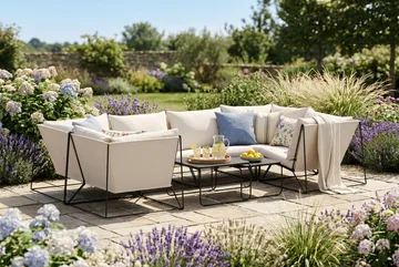 Usteryd utomhus U-soffa 6-sits med stängt avslut - Svart/Beige - Utemöbler & utemiljö - Loungemöbler - Loungeset & loungegrupp