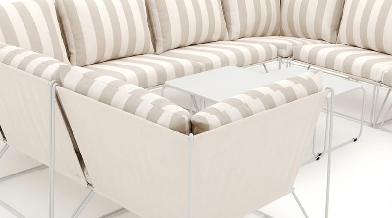 Usteryd utomhus U-soffa 8-sits med stängt avslut - Beige/Striped - Utemöbler & utemiljö - Loungemöbler - Loungeset & loungegrupp