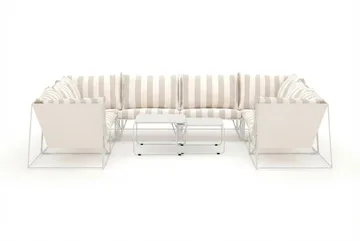 Usteryd utomhus U-soffa 8-sits med stängt avslut - Beige/Striped - Utemöbler & utemiljö - Loungemöbler - Loungeset & loungegrupp