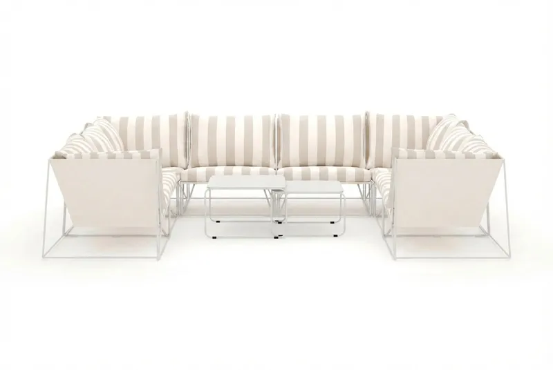 Usteryd utomhus U-soffa 8-sits med stängt avslut - Beige/Striped - Utemöbler & utemiljö - Loungemöbler - Loungeset & loungegrupp