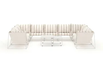 Usteryd utomhus U-soffa 9-sits med stängt avslut - Beige/Striped - Utemöbler & utemiljö - Loungemöbler - Loungeset & loungegrupp