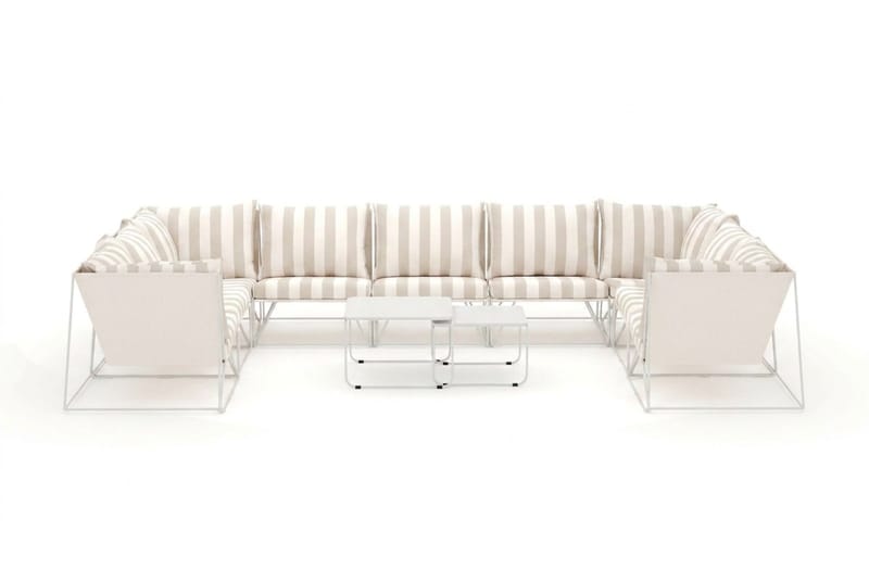 Usteryd utomhus U-soffa 9-sits med stängt avslut - Beige/Striped - Utemöbler & utemiljö - Loungemöbler - Loungeset & loungegrupp