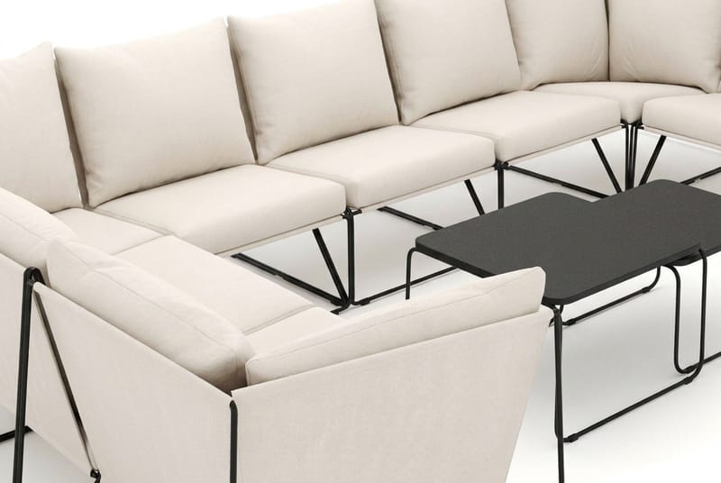 Usteryd utomhus U-soffa 9-sits med stängt avslut - Svart/Beige - Utemöbler & utemiljö - Loungemöbler - Loungeset & loungegrupp