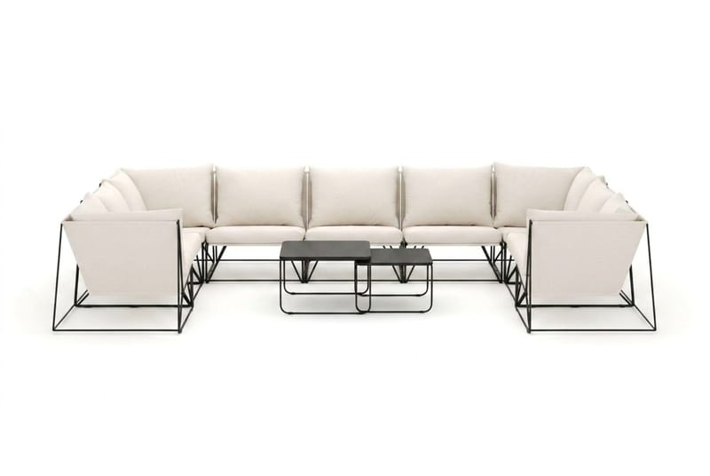 Usteryd utomhus U-soffa 9-sits med stängt avslut - Svart/Beige - Utemöbler & utemiljö - Loungemöbler - Loungeset & loungegrupp