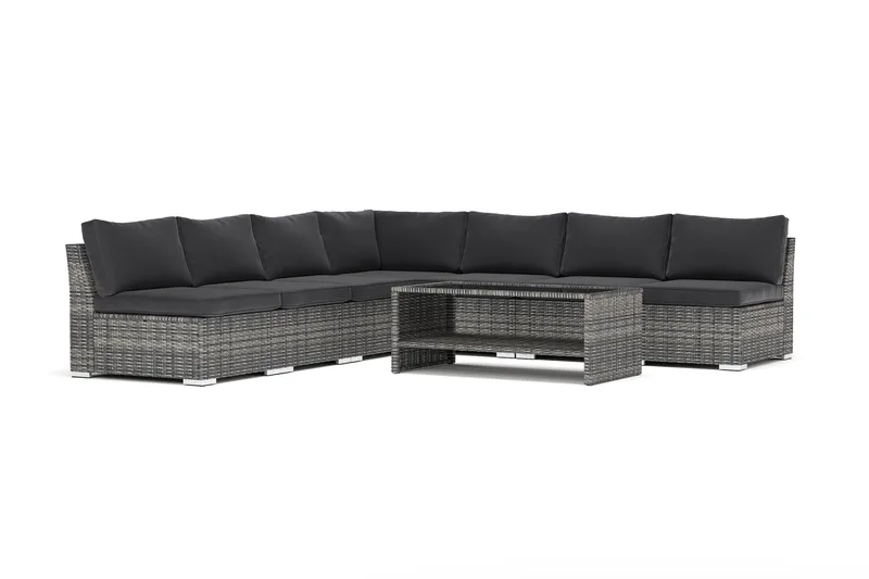 Wisconsin utomhus hörnsoffa 5-sits vändbar med öppet avslut, Grå