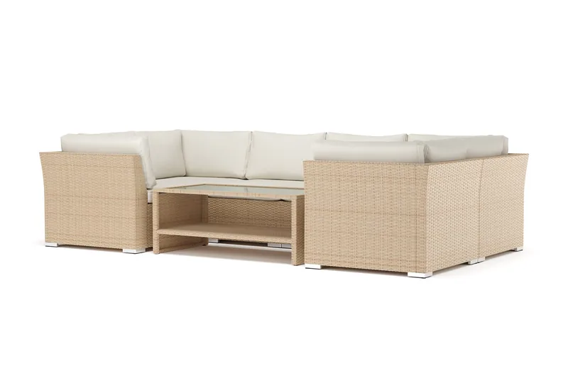 Wisconsin utomhus U-soffa 6-sits med stängt avslut, Beige