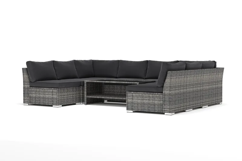 Wisconsin utomhus U-soffa 8-sits med öppet avslut, Grå