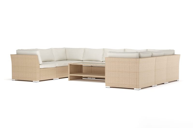 Wisconsin utomhus U-soffa 9-sits med stängt avslut - Beige - Utemöbler & utemiljö - Loungemöbler - Loungeset & loungegrupp