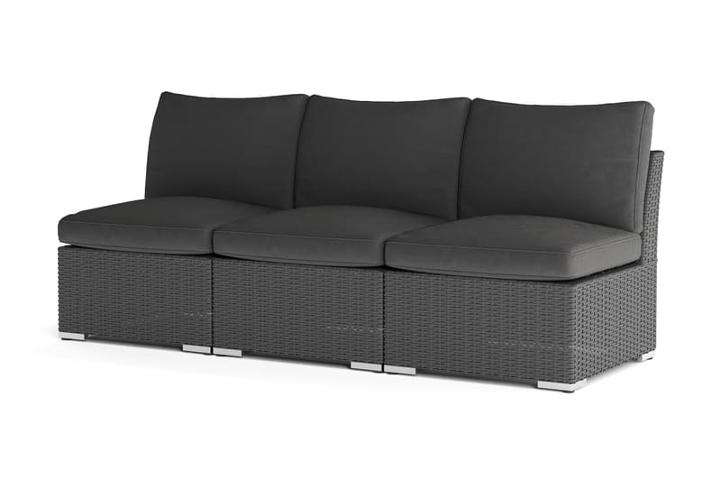 Wisconsin Premium Loungesoffa Utomhus utan Armstöd 3-sits Konstrotting - Svart - Utemöbler & utemiljö - Loungemöbler - Loungesoffor
