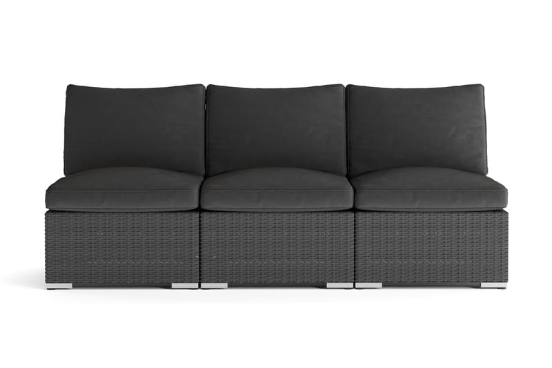 Wisconsin Premium Loungesoffa Utomhus utan Armstöd 3-sits Konstrotting - Svart - Utemöbler & utemiljö - Loungemöbler - Loungesoffor