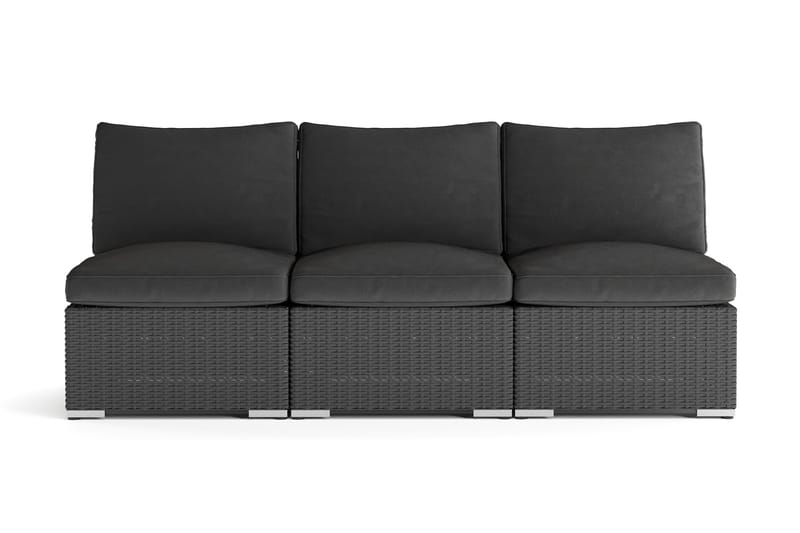 Wisconsin Premium Loungesoffa Utomhus utan Armstöd 3-sits Konstrotting, Svart