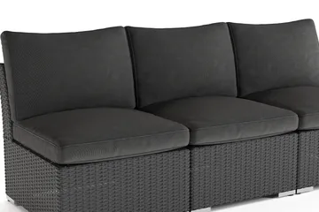 Wisconsin Premium Loungesoffa Utomhus utan Armstöd 3-sits Konstrotting - Svart - Utemöbler & utemiljö - Loungemöbler - Loungesoffor