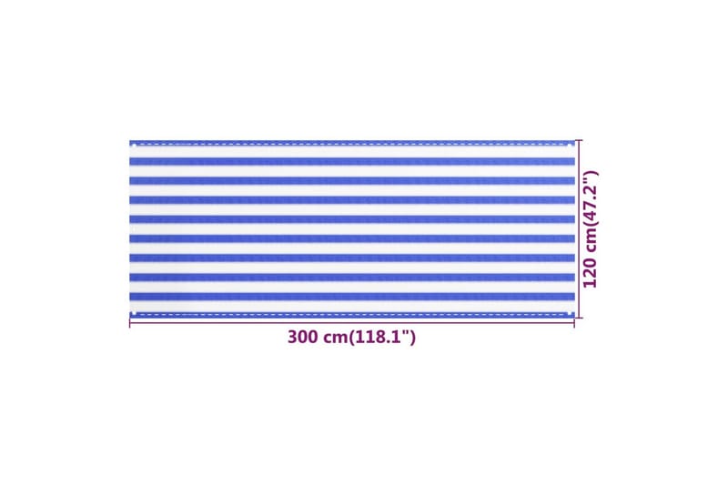 Balkongskärm blå och vit 120x300 cm HDPE - Flerfärgad - Balkongskydd