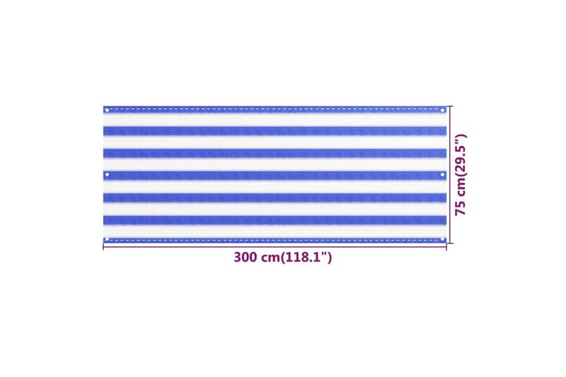 Balkongskärm blå och vit 75x300 cm HDPE - Flerfärgad - Balkongskydd
