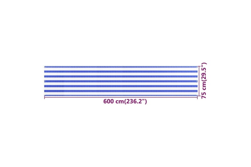 Balkongskärm blå och vit 75x600 cm HDPE - Flerfärgad - Balkongskydd