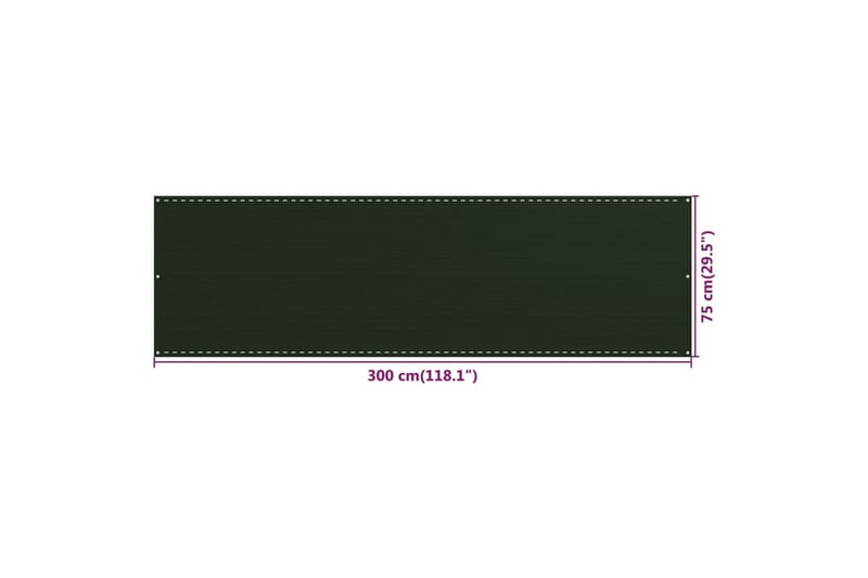 Balkongskärm mörkgrön 75x300 cm HDPE - Mörkgrön - Balkongskydd