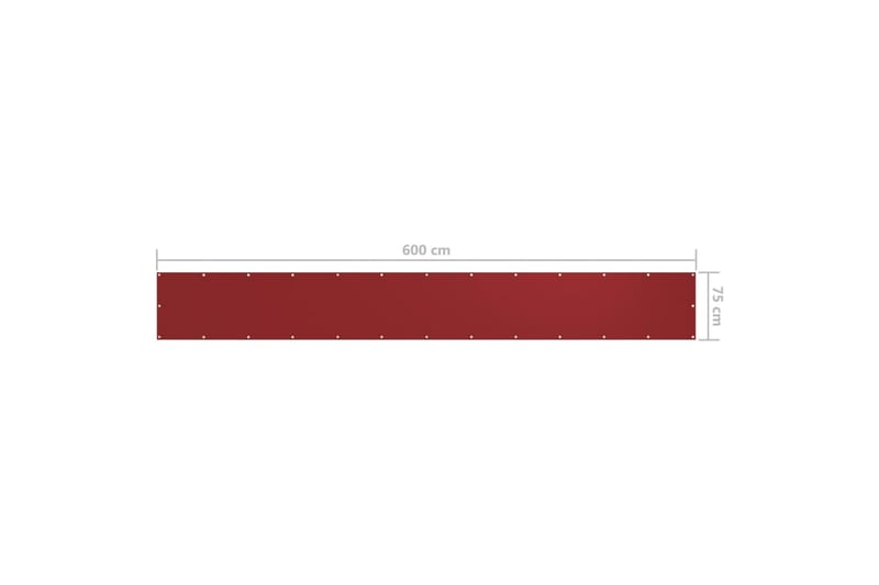 Balkongskärm röd 75x600 cm oxfordtyg - Röd - Balkongskydd