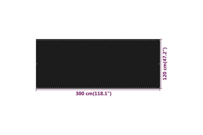 Balkongskärm svart 120x300 cm HDPE - Svart - Balkongskydd
