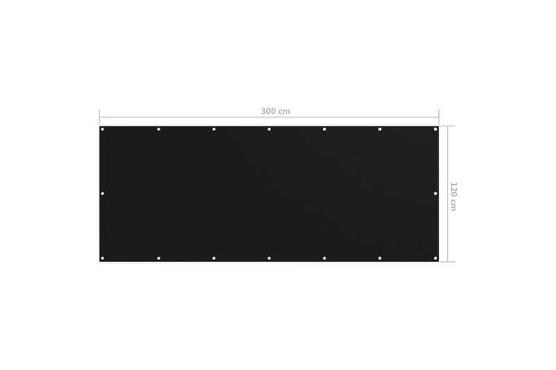 Balkongskärm svart 120x300 cm oxfordtyg - Svart - Balkongskydd