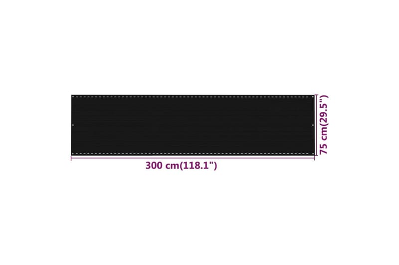 Balkongskärm svart 75x300 cm HDPE - Svart - Balkongskydd
