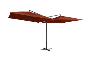 Dubbelt parasoll med stålstång 250x250 cm terrakotta