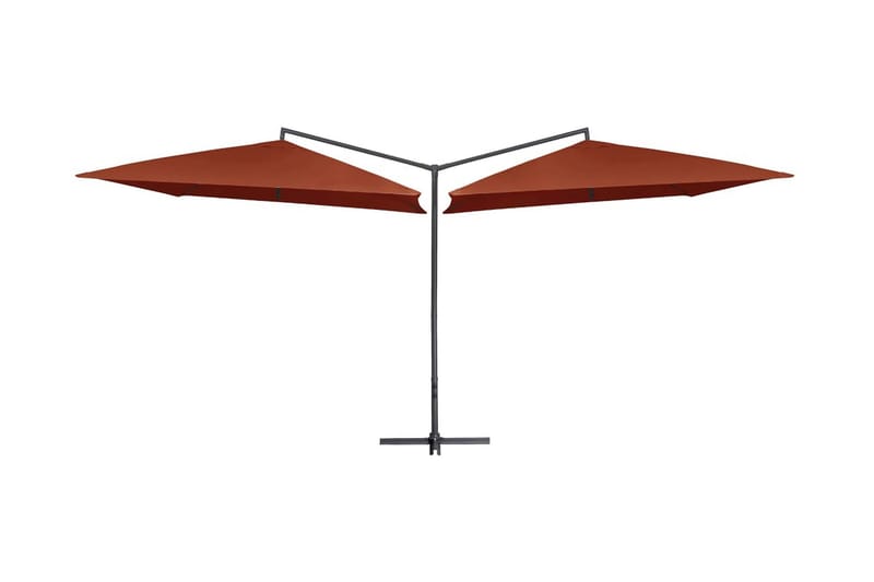 Dubbelt parasoll med stålstång 250x250 cm terrakotta - Brun - Parasoll