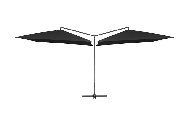 Dubbelt parasoll med stålstång 250x250 cm svart - Svart - Parasoll