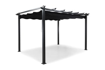 Fristående pergola med hopfällbart tak för altan och trädgård 4x3 - Svart / Aluminium - Utemöbler & utemiljö - Solskydd - Pergola
